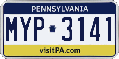 PA license plate MYP3141