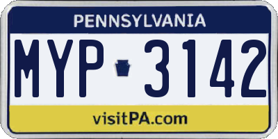 PA license plate MYP3142