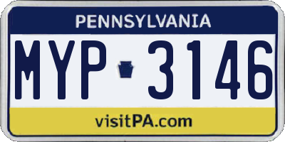 PA license plate MYP3146