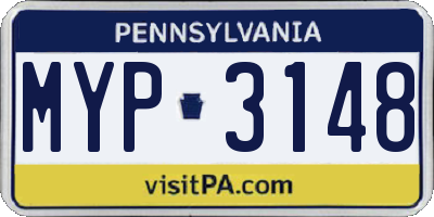 PA license plate MYP3148