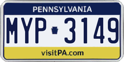PA license plate MYP3149