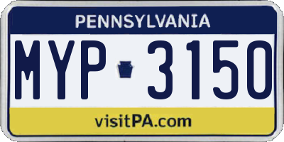 PA license plate MYP3150