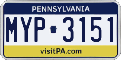 PA license plate MYP3151