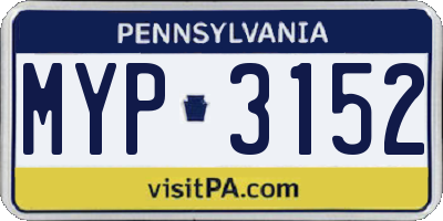 PA license plate MYP3152