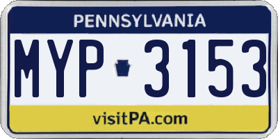 PA license plate MYP3153