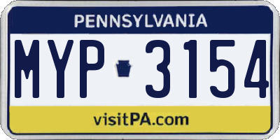 PA license plate MYP3154