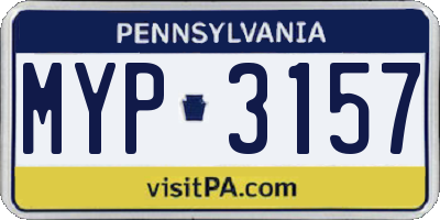 PA license plate MYP3157
