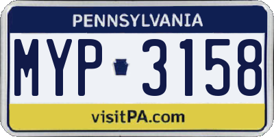 PA license plate MYP3158