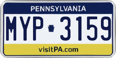 PA license plate MYP3159