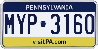 PA license plate MYP3160