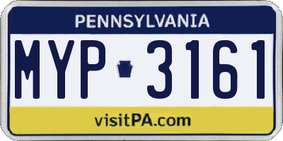 PA license plate MYP3161