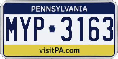 PA license plate MYP3163