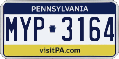PA license plate MYP3164