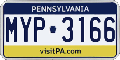 PA license plate MYP3166