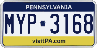 PA license plate MYP3168