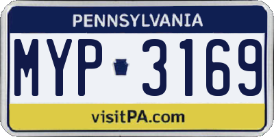 PA license plate MYP3169