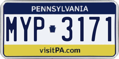PA license plate MYP3171