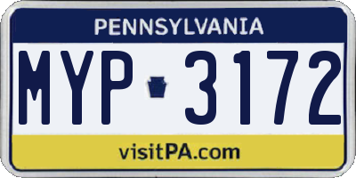 PA license plate MYP3172