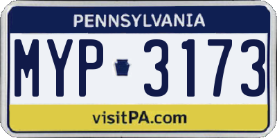 PA license plate MYP3173