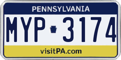 PA license plate MYP3174
