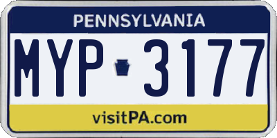 PA license plate MYP3177