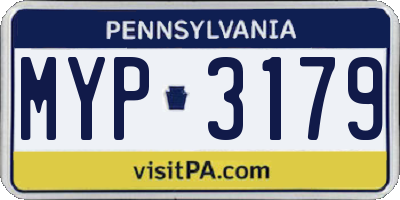 PA license plate MYP3179