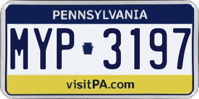 PA license plate MYP3197