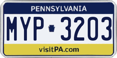 PA license plate MYP3203