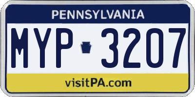 PA license plate MYP3207