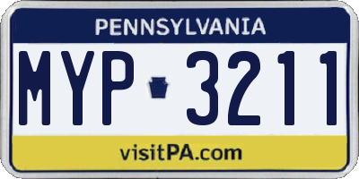 PA license plate MYP3211