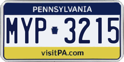 PA license plate MYP3215