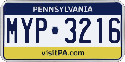 PA license plate MYP3216