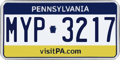 PA license plate MYP3217
