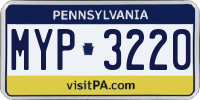 PA license plate MYP3220