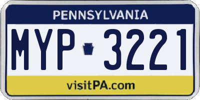 PA license plate MYP3221