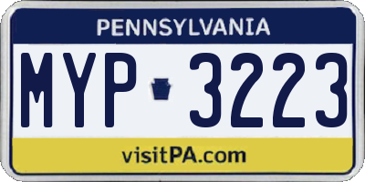 PA license plate MYP3223