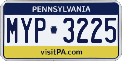 PA license plate MYP3225