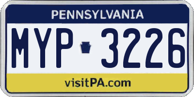 PA license plate MYP3226