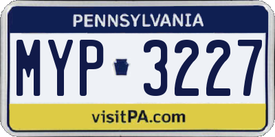PA license plate MYP3227