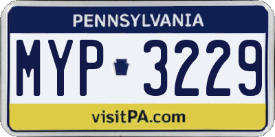 PA license plate MYP3229