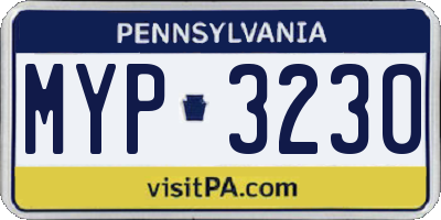 PA license plate MYP3230