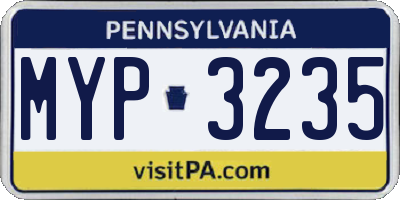 PA license plate MYP3235