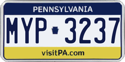 PA license plate MYP3237