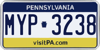 PA license plate MYP3238