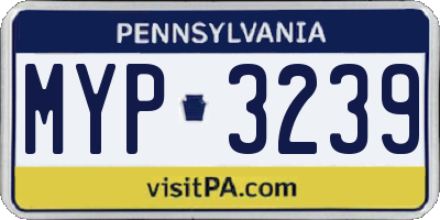 PA license plate MYP3239
