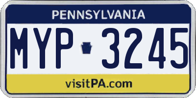 PA license plate MYP3245