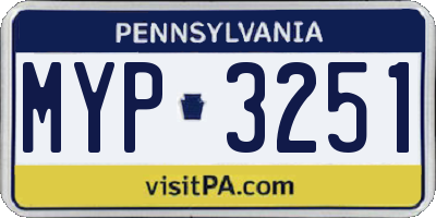 PA license plate MYP3251