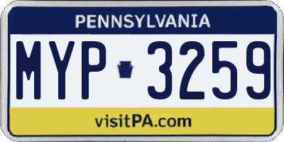 PA license plate MYP3259