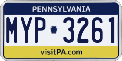 PA license plate MYP3261