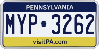 PA license plate MYP3262